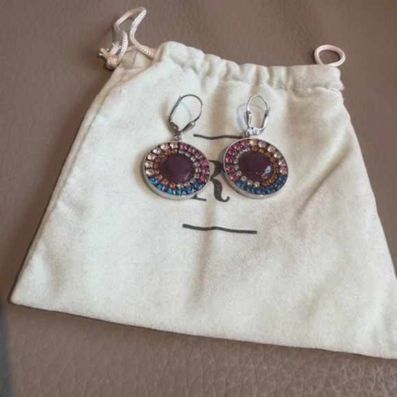 COEUR DE LION original dangle drop earrings Swarovski crystals multicolour - Picture 6 of 7